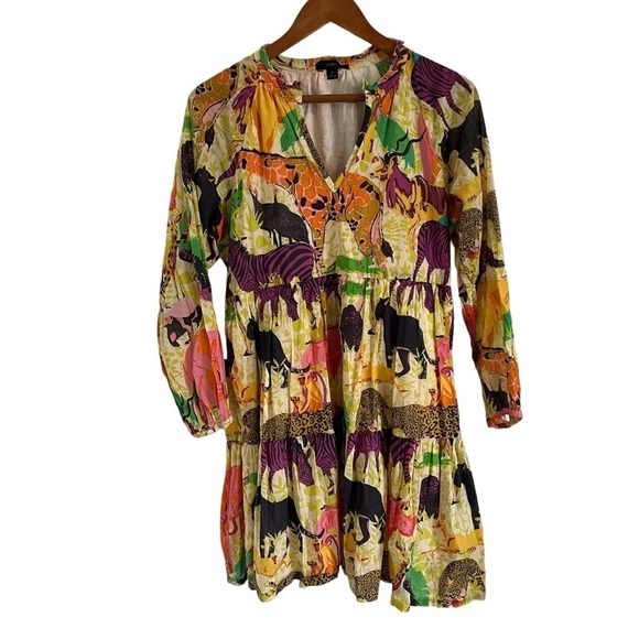 J. CREW Tiered Popover Dress in Ratti Safari Print AP199 - Picture 4 of 14